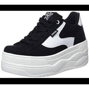 MTNG Mustang Softly Black White Lace Up Platform Sneakers Women’s 40 U.S. 8.5-9